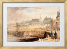 William Callow Print, The Harbor of St. Malo at Low Tide (c in a gold frame