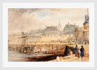 William Callow Print, The Harbor of St. Malo at Low Tide (c in a white frame