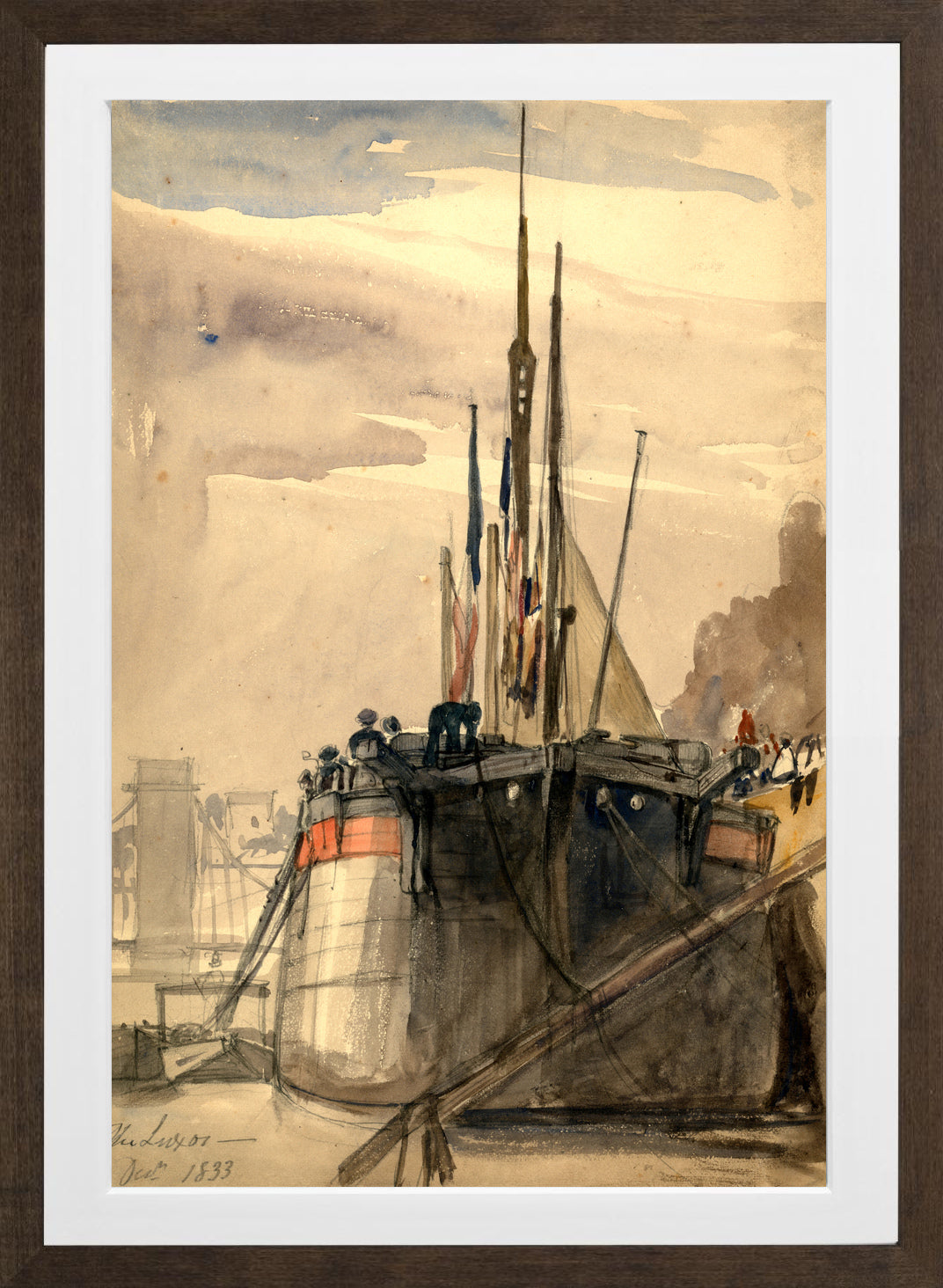 William Callow Print, The Luxor, Paris, December 1833 (1833) in a brown frame