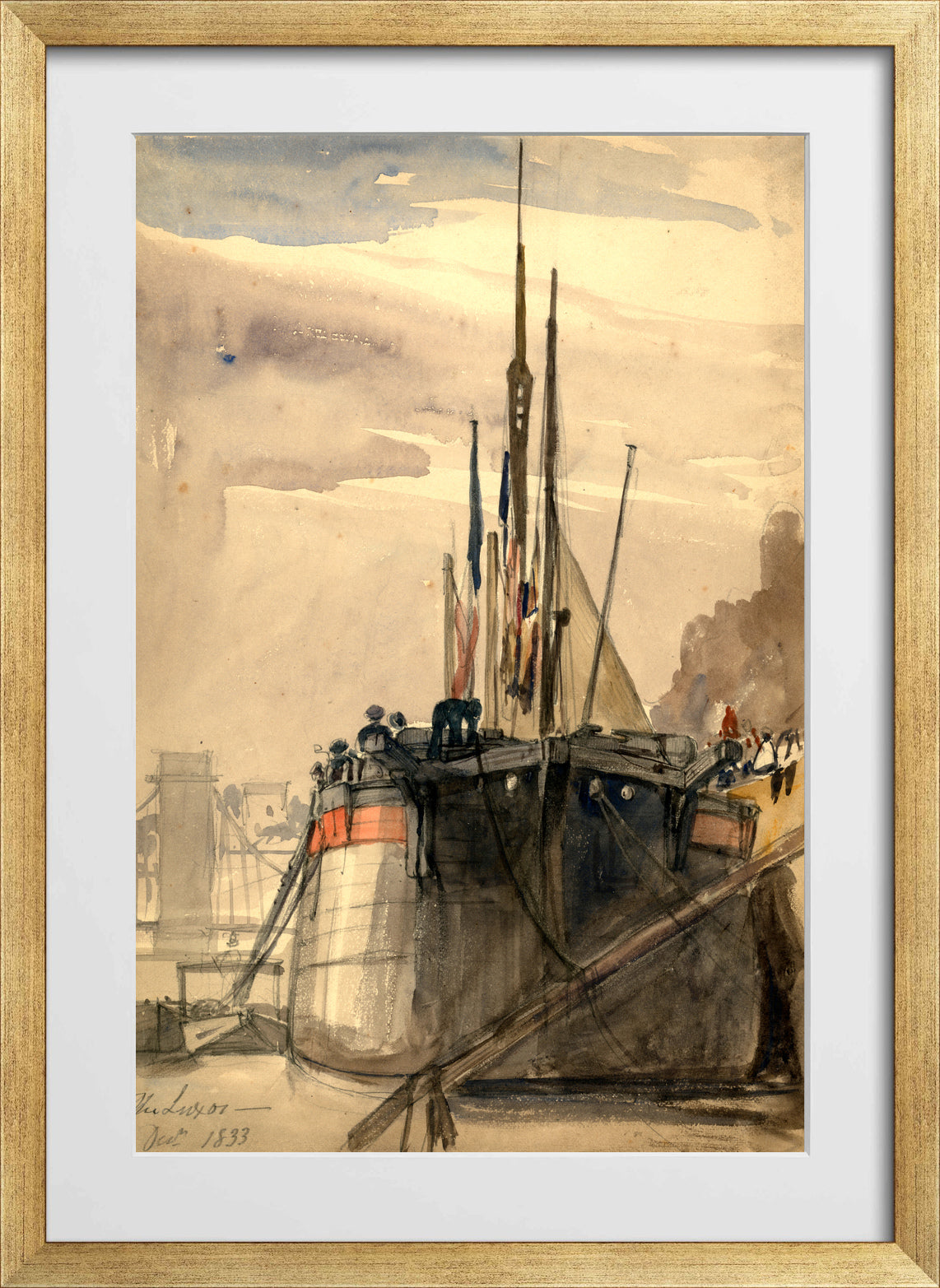 William Callow Print, The Luxor, Paris, December 1833 (1833) in a gold frame