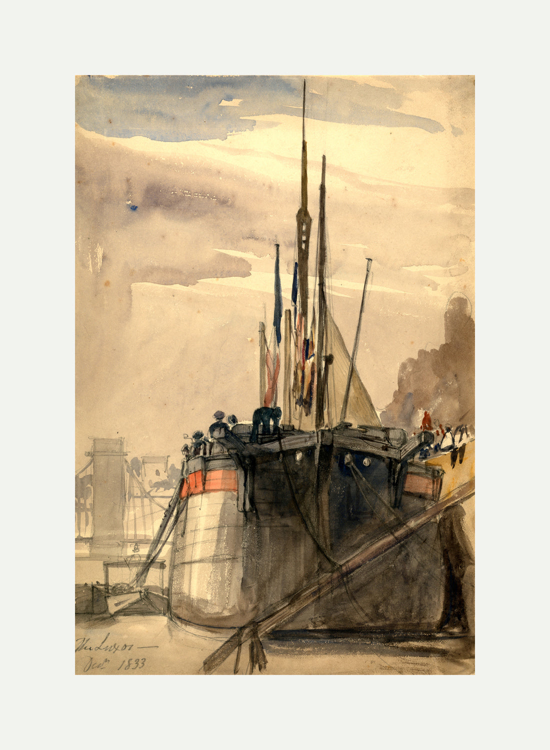 William Callow Print, The Luxor, Paris, December 1833 (1833) with an off-white border for rolled canvas