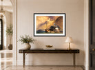 William Callow Print, The Phalz Castle on the Rhine (1847) displayed above a console table