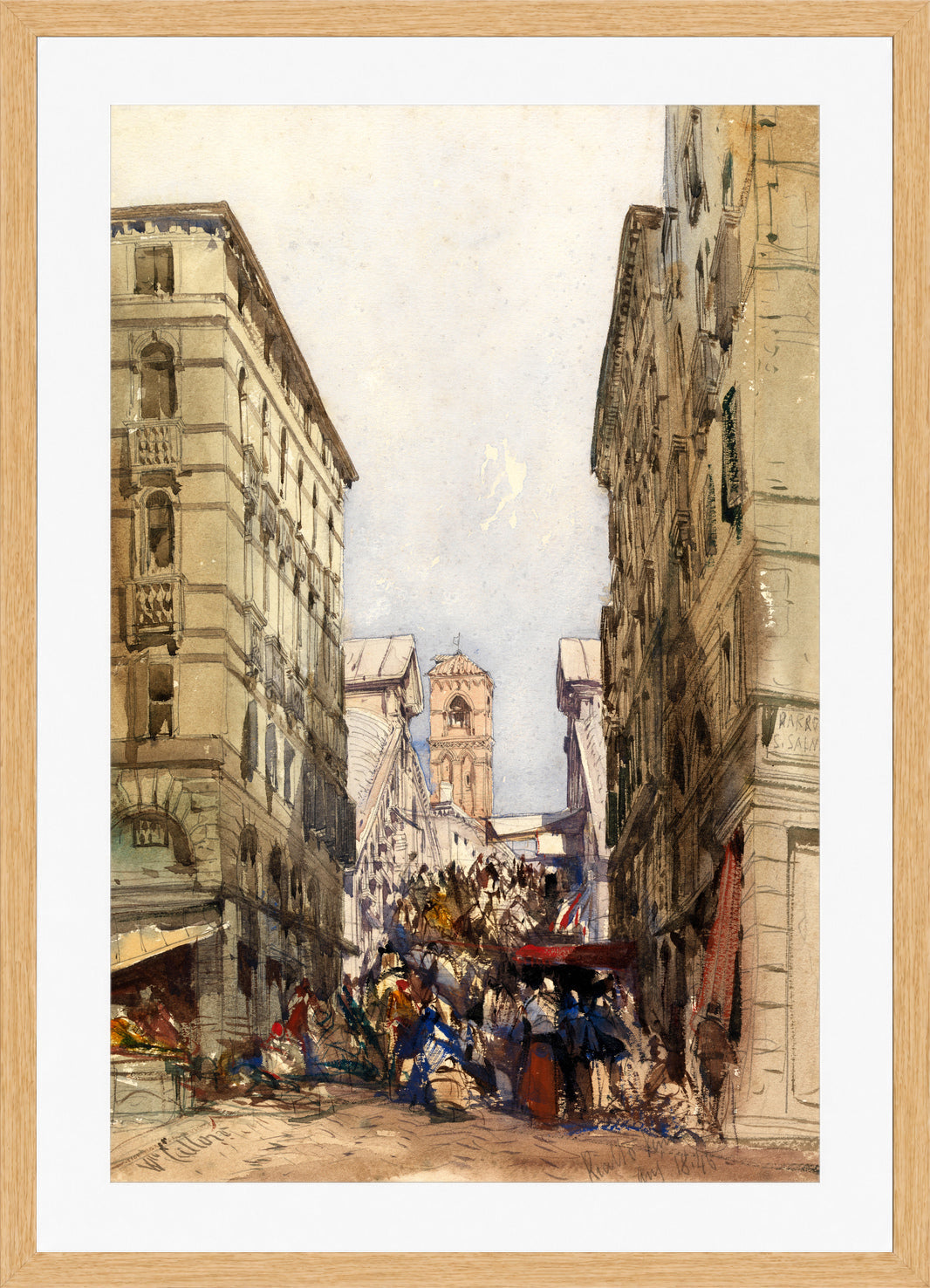 William Callow Print, The Rialto (1846) in an oak frame