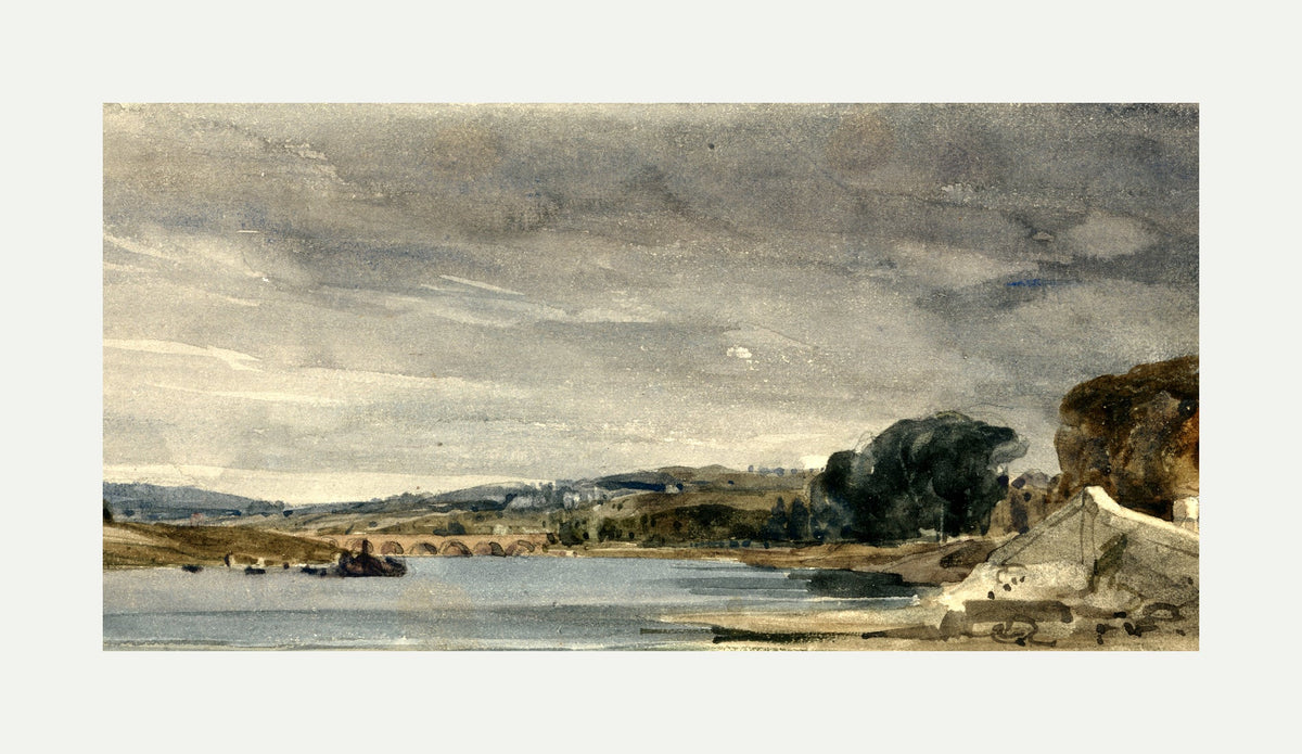 William Callow Print, The Seine at St with an off-white border for rolled canvas