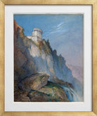 William Callow Print, The Temple of Vesta and the Falls at Tivoli (1859) in a gold frame
