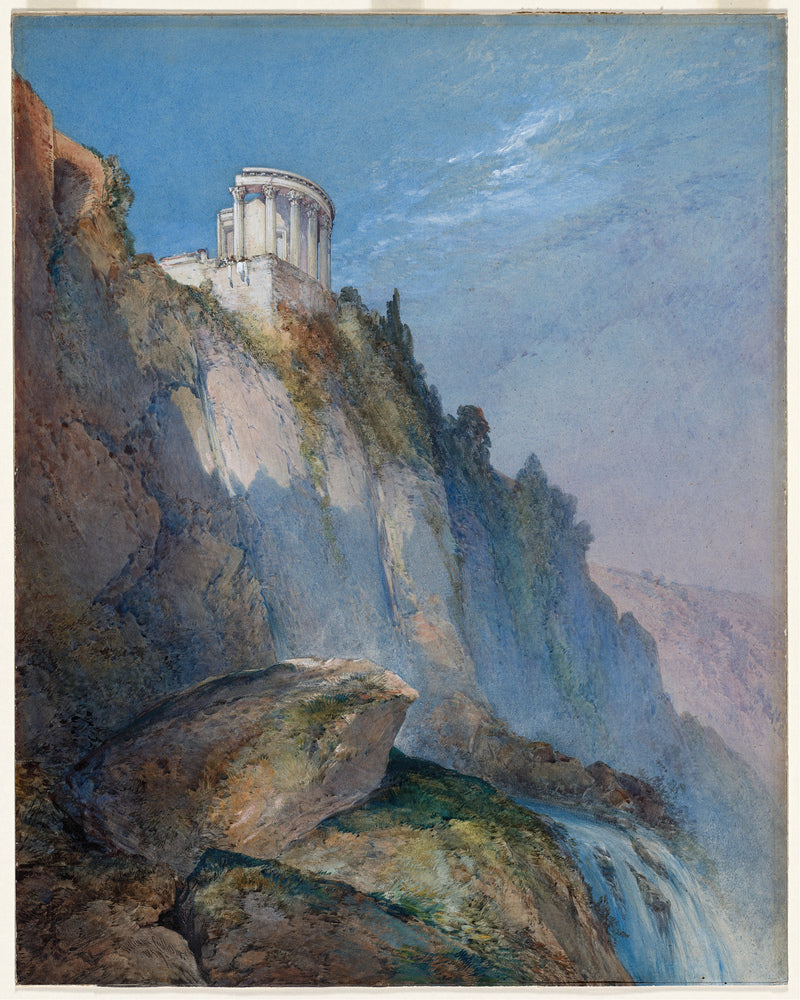 William Callow Print, The Temple of Vesta and the Falls at Tivoli (1859) as an unframed print