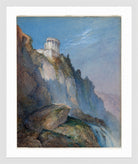 William Callow Print, The Temple of Vesta and the Falls at Tivoli (1859) in a white frame