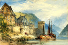 William Callow Print, View of a town, possibly Oberwesel, on the Rhine, Germany as an unframed print