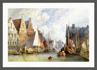 William Callow Print, View of Ghent (1895) in a dark grey frame