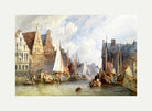 William Callow Print, View of Ghent (1895) with an off-white border for rolled canvas