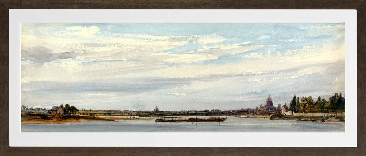 William Callow Print, View of Paris from Charenton (1834) in a brown frame