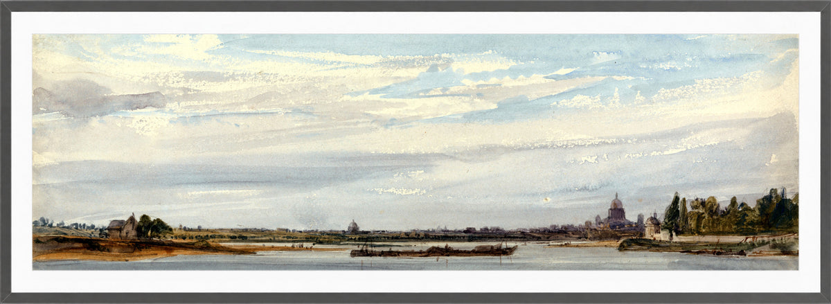 William Callow Print, View of Paris from Charenton (1834) in a dark grey frame