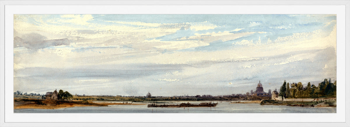 William Callow Print, View of Paris from Charenton (1834) in a white frame