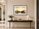 William Callow Print, View of the Pont Royal (ca displayed above a console table