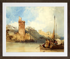 William Callow Print, Villeneuve lez Avignon (1840) in a brown frame