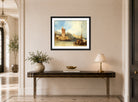 William Callow Print, Villeneuve lez Avignon (1840) displayed above a console table