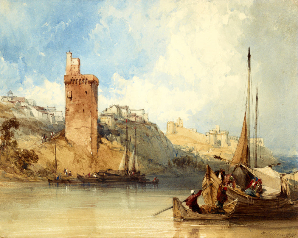 William Callow Print, Villeneuve lez Avignon (1840) as an unframed print