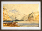 William Callow Print, Wallenstadt from Wesen, Switzerland (1838) in a brown frame