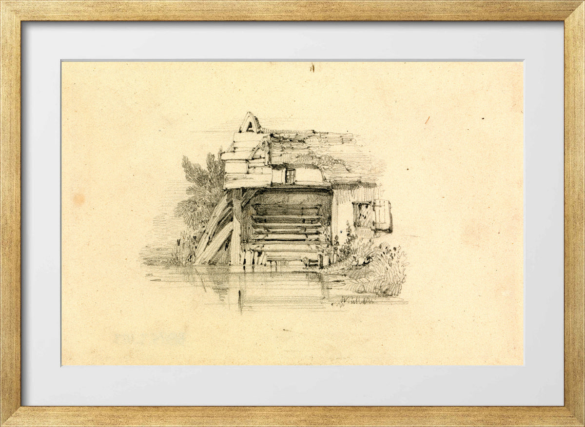 William Callow Print, Watermill in a gold frame