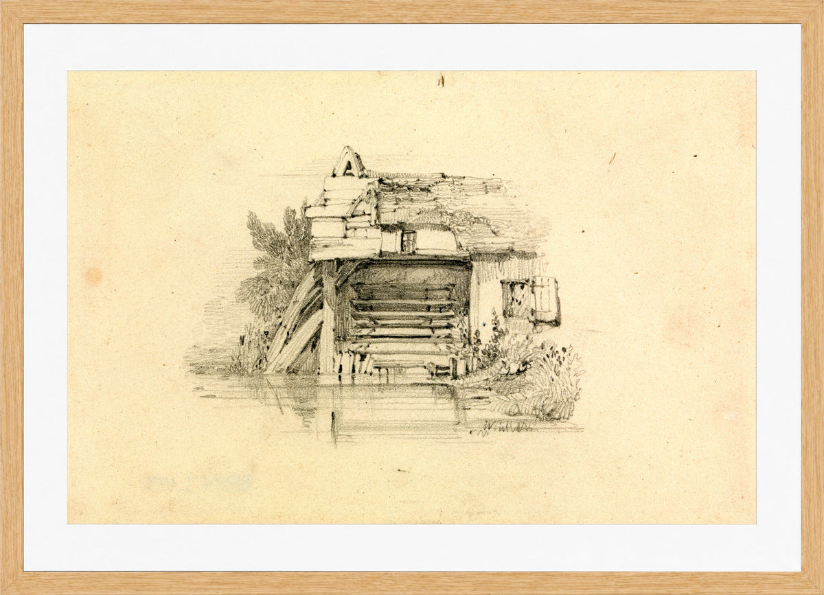 William Callow Print, Watermill in an oak frame