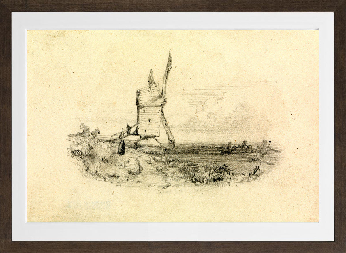 William Callow Print, Windmill in a brown frame