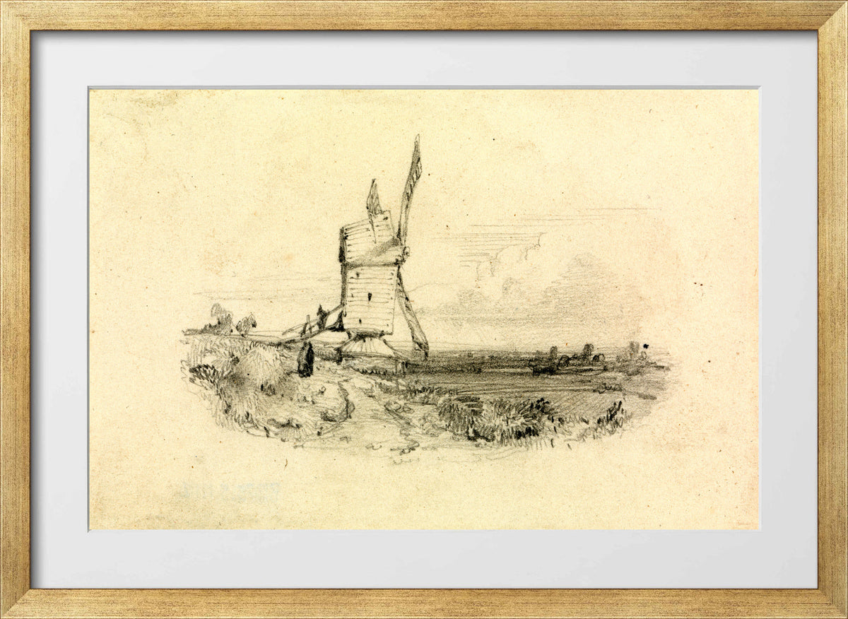 William Callow Print, Windmill in a gold frame