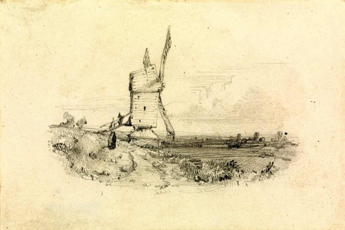 William Callow Print, Windmill as an unframed print