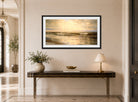 William Trost Richards Print, Atlantic Coast (1898) displayed above a console table