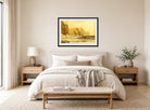 William Trost Richards Print, Baldart Castle, Kilkee, County Clare, Ireland (1892) displayed above a bed