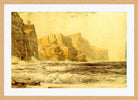 William Trost Richards Print, Baldart Castle, Kilkee, County Clare, Ireland (1892) in a light oak frame