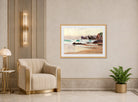 William Trost Richards Print, Breakers (1881) displayed in an Art Deco interior