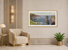 William Trost Richards Print, British Coastal View (Coast of Cornwall) (circa 1880) displayed in an Art Deco interior