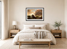 William Trost Richards Print, Coastal Scene displayed above a bed