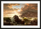 William Trost Richards Print, Coastal Scene in a black frame