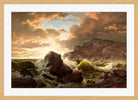 William Trost Richards Print, Coastal Scene in a light oak frame