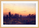 William Trost Richards Print, Corn Shocks and Pumpkins (1864) in a light oak frame