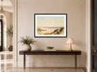 William Trost Richards Print, Dunes Near Atlantic City (circa 1895) displayed above a console table