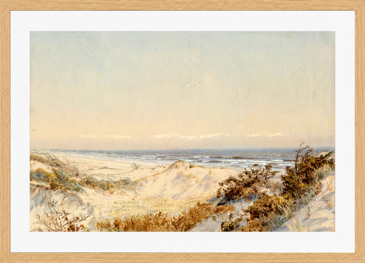 William Trost Richards Print, Dunes Near Atlantic City (circa 1895) in a light oak frame