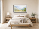 William Trost Richards Print, Franconia Notch, New Hampshire (1872) displayed above a bed