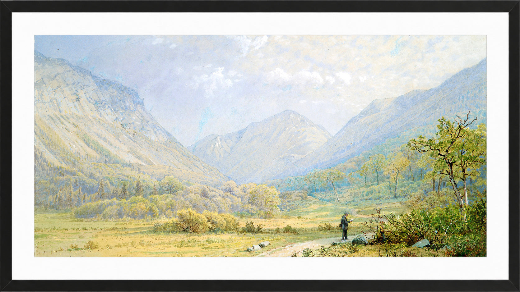 William Trost Richards Print, Franconia Notch, New Hampshire (1872) in a black frame