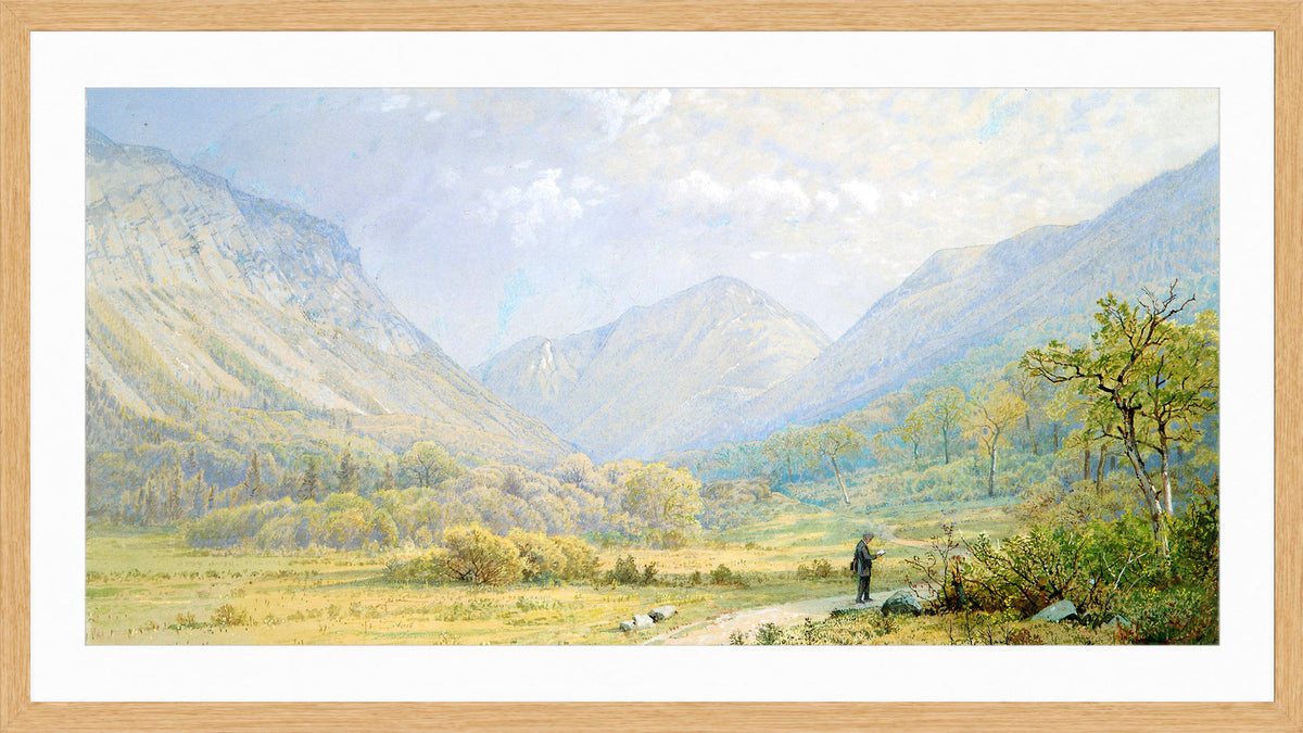 William Trost Richards Print, Franconia Notch, New Hampshire (1872) in a light oak frame