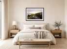 William Trost Richards Print, From Paradise to Purgatory, Newport (1878) displayed above a bed