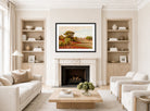 William Trost Richards Print, Huckleberry Bushes at Matunuck, Rhode Island displayed in a Scandinavian living room