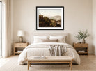 William Trost Richards Print, In the Adirondack Mountains (1857) displayed above a bed