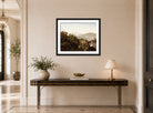William Trost Richards Print, In the Adirondack Mountains (1857) displayed above a console table