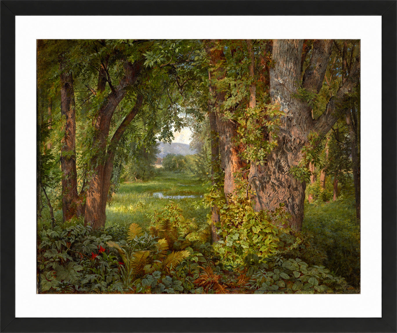 William Trost Richards Print, In the Woods (1860) in a black frame