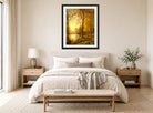 William Trost Richards Print, Indian Summer (1875) displayed above a bed