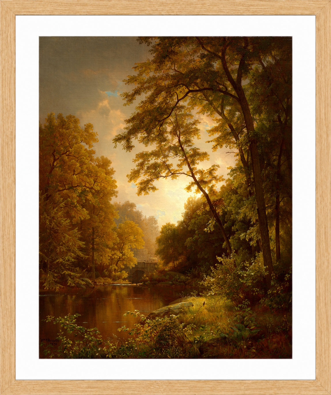 William Trost Richards Print, June Day (1870) in a light oak frame