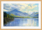 William Trost Richards Print, Lake Placid, Adirondack Mountains in a light oak frame