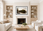William Trost Richards Print, Lake Scene, Boating (1861) displayed in a Scandinavian living room